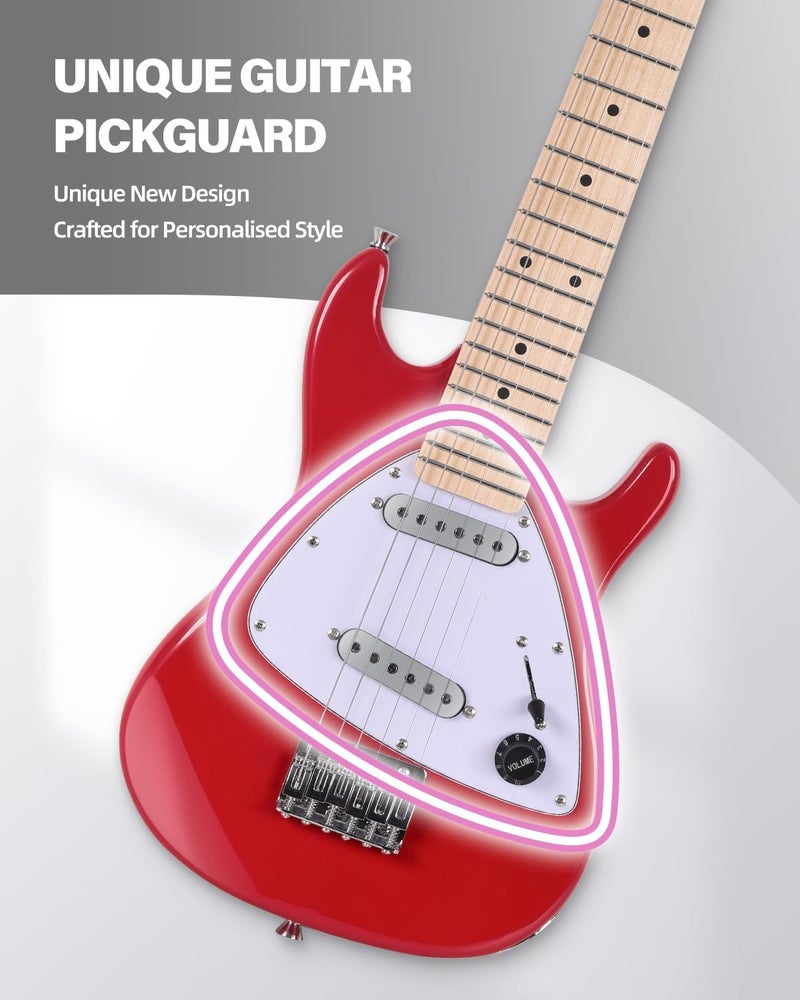 Winzz 30 Inch Kids Electric Guitar Beginner Kit, Junior 1/4 Size Mini Electric Guitar for Children Complete Stater Set with Amp, Gloosy Red Colour - Image 3
